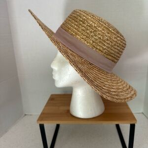 ASOS Elegant Tan Straw Sun wide Brim Hat with Brown Band. One Size. Chic!